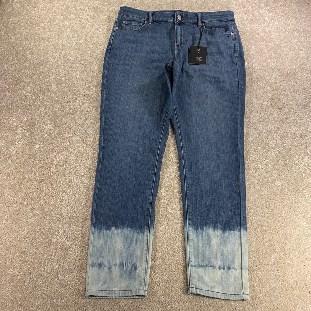 Simply Vera Vera Wang Jeans Womens 12 Blue Slimming Stretch Ombre Dip Dye Ankle
